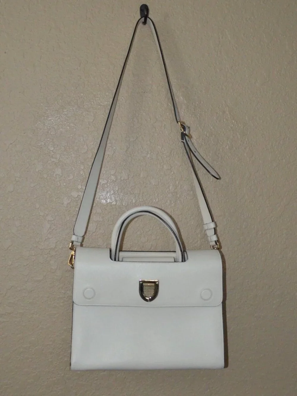 Christian Dior White Leather Diorever Medium Shoulder Double Handle Handbag
